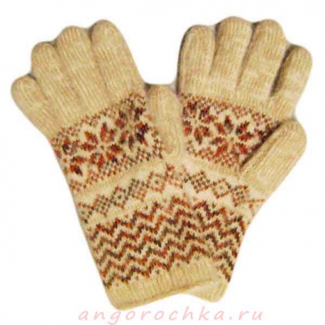 Вязаные шерстяные перчатки с орнаментом