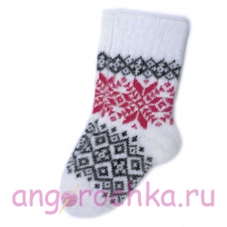 Женские шерстяные носки с красными снежинками