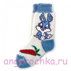 Женские шерстяные носки с синим зайчиком
