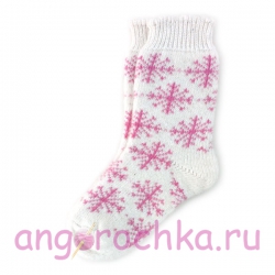 Женские шерстяные носки с розовыми снежинками