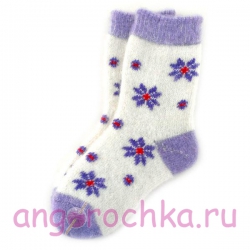   Женские  шерстяные  носки с фиолетовыми ромашками