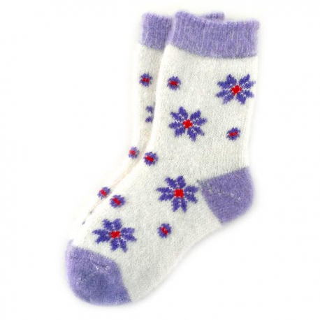   Женские  шерстяные  носки с фиолетовыми ромашками