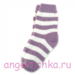 Женские шерстяные носки в лиловую полоску