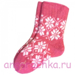 Женские шерстяные носки розовые с узором