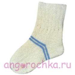 Женские шерстяные носки белые с голубыми полосками