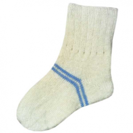 Женские шерстяные носки белые с голубыми полосками