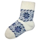 Женские вязаные носки белые с синим рисунком