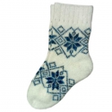 Женские теплые носки с узором "синие снежинки"