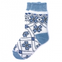 Женские носки на зиму с голубым цветочным орнаментом
