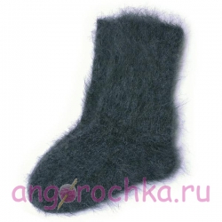 Мужские пуховые шерстяные носки ручной вязки черного цвета