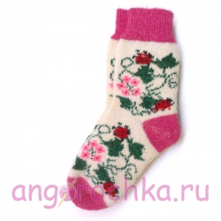Белые шерстяные носки с модным цветочным рисунком