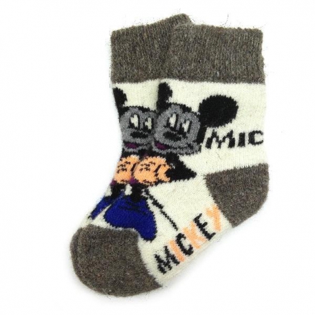 Детские безразмерные шерстяные носки с МиккиМаусом