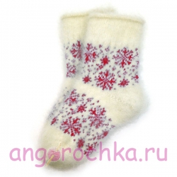 Детские пуховые носки со снежинками