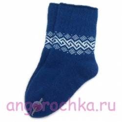 Синие шерстяные носки с орнаментом