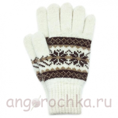 Белые шерстяные перчатки с орнаментом