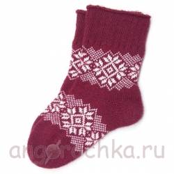 Женские сливовые шерстяные носки с орнаментом