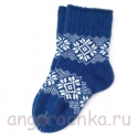 Женские синие шерстяные носки с орнаментом