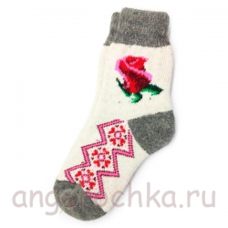 Женские шерстяные носки с розой