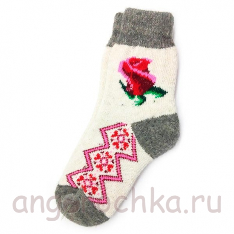 Женские шерстяные носки с розой