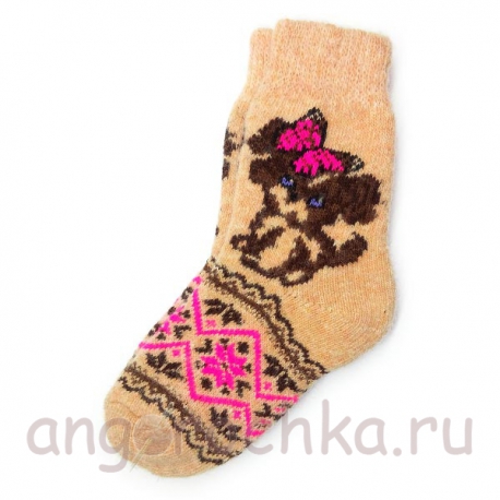 Женские шерстяные носки с собачкой
