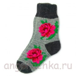 Женские шерстяные носки с розами