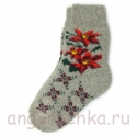Женские шерстяные носки с красными цветами