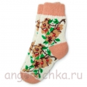 Женские шерстяные носки с бежевыми цветами