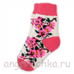 Женские шерстяные носки с розовыми цветами