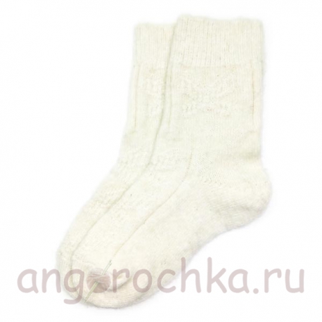 Белые подростковые шерстяные носки
