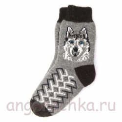 Теплые подростковые шерстяные носки с волком