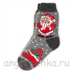 Теплые шерстяные носки с Дедом Морозом