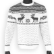 Бело-серый шерстяной свитер с оленями