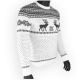  Бело-серый шерстяной свитер с оленями