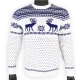 Шерстяной свитер с оленями с темно-синим рисунком