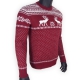 Бардовый шерстяной свитер с белым рисунком - оленями