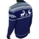 Темно-синий шерстяной свитер с белым рисунком - оленями