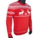 Красный шерстяной свитер с белым скандинавским рисунком