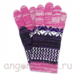 Цветные шерстяные перчатки со снежинками