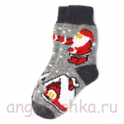 Женские шерстяные носки с Дедом Морозом