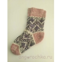 Женские носки с коричнево-фиолетовым орнаментом