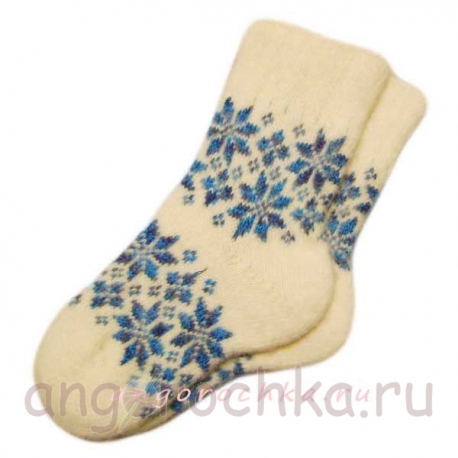 Женские шерстяные носки с рисунком-снежинкой