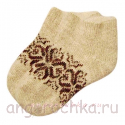 Короткие вязаные женские шерстяные носки с орнаментом