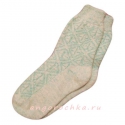 Бесшовные  женские берюзовые вязаные носки с орнаментом