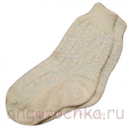 Бесшовные  женские берюзовые вязаные носки с орнаментом