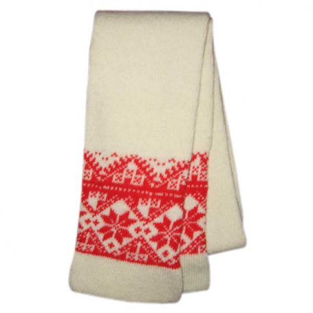 Вязаный шерстяной шарф с красным орнаментом