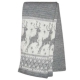 Серый вязаный шерстяной шарф с оленями
