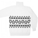 Белый вязаный шерстяной свитер с орнаментом