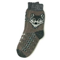 Коричневые шерстяные носки с волком - 504.65