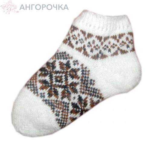 Короткие вязаные женские шерстяные носки с орнаментом - 703.3